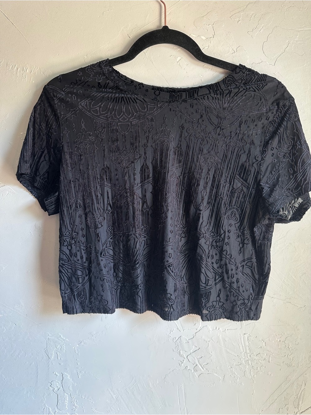 Killstar Chapel of Hatred Sheer Burnout Velvet Mesh Gothic Top Black XL Goth